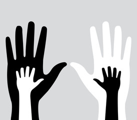 Obraz premium silhouettes of adult and children's hands