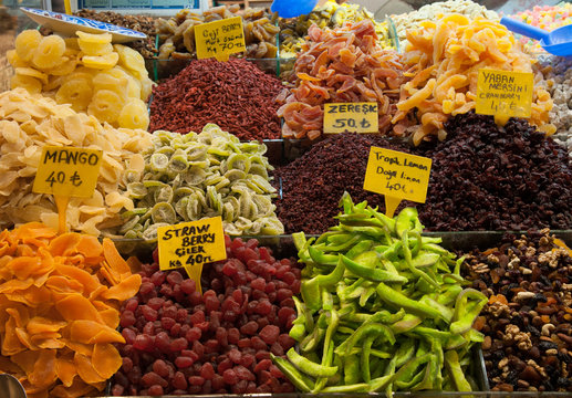Market stall with dried fruit