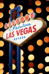 Poster Welkom in het neonbord van Las Vegas © somchaij
