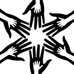 silhouettes of adult and children's hands