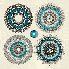 Set of abstract vector circle decorative design elements