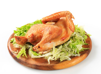 Roasted chicken with lettuce