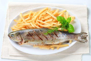 Grilled trout with French fries