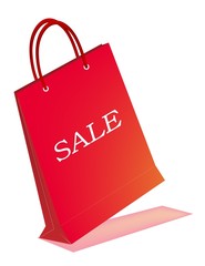 Red Paper Shopping Bag with Sale Text