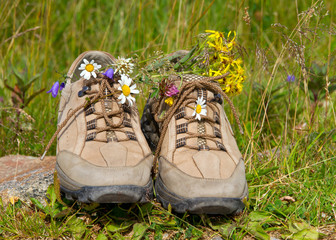 Wanderschuhe und Wanderung in der Natur