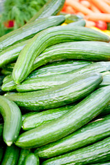 Frische grüne Gurken Salatgurken auf dem markt