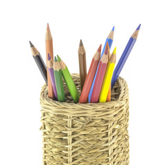 Crayons in basket