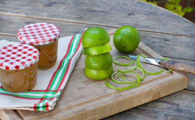 Homemade lime jam with fresh limes