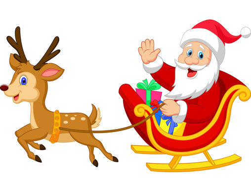 Santa drives his sleigh