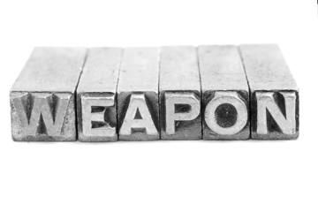 WEAPON sign, antique metal letter type