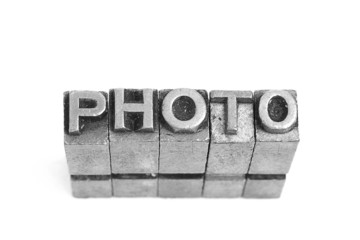 PHOTO sign, antique metal letter type