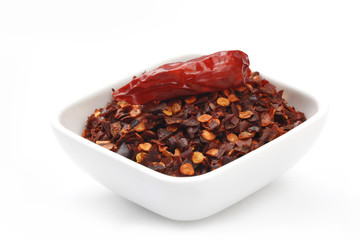 Crushed red Chilli Pepper in Bowl