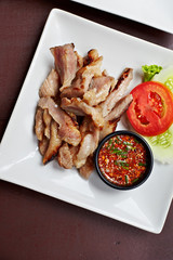 Top view on the meat