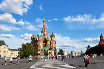 Kissenbezug Blick auf die Pokrovsky-Kathedrale am Roten Platz © vvoe