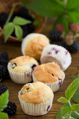 Muffins with blackberries.