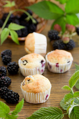 Muffins with blackberries.