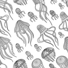 jellyfishes seamless pattern