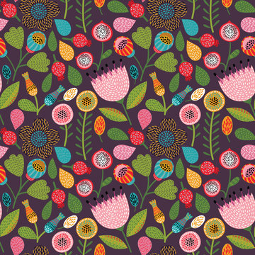 Fototapeta Seamless floral pattern