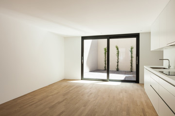 interior new house, modern white kitchen