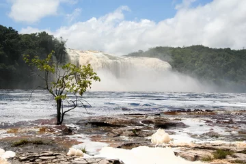 Fotobehang Hacha Waterfall in Canaima Lagoon (Venezuela) © Noradoa