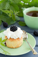 Muffins with blackberries.