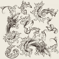 Collection of vector vintage swirls for design