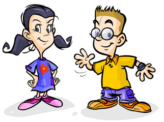 Cartoon children. Girl and Boy.