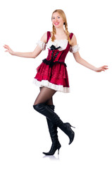 Oktoberfest concept with woman on white