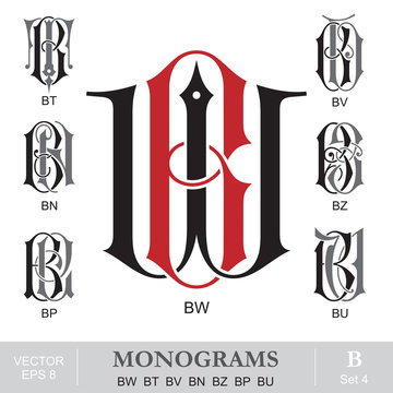 Naklejki Vintage Monograms BW BT BV BN BZ BP BU