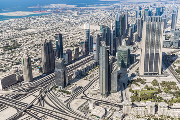 Naklejka na ściany i meble Dubai downtown. East, United Arab Emirates architecture. Aerial