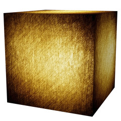 golden cube (isolated with clipping path)