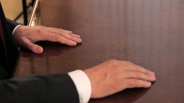 Businessman in office close up footage of hands full HD