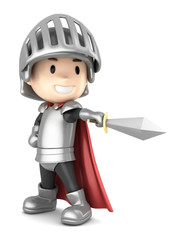 Rendu 3D d& 39 un garçon chevalier mignon pointant son épée