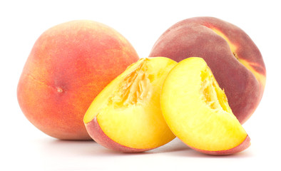 Ripe peach fruit isolated on white background