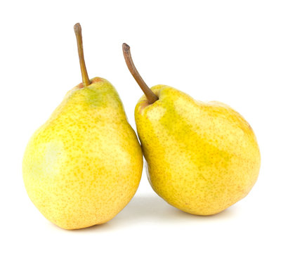 Fresh pears isolated on white background