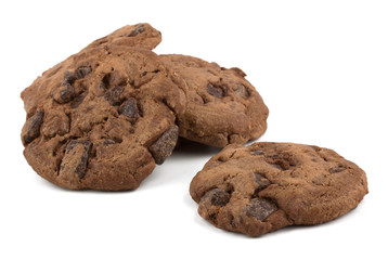 Chocolate chip cookies isolated on white background