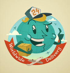 Worldwide delivery. Shipping illustration.