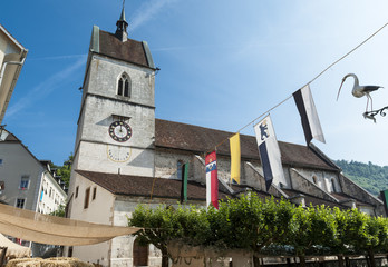 Stiftkirche in Saint-Ursanne, Kreuzgang, Jura, Schweiz