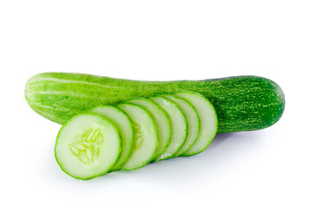 Fresh cucumber on white background