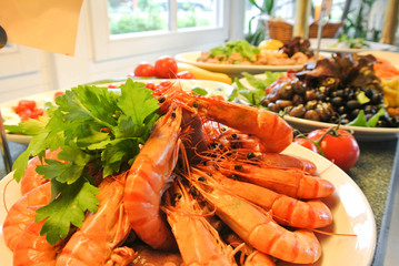 Leckeres Scampi Buffet