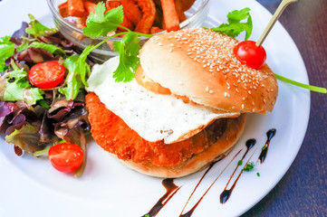 American cheese chicken burger