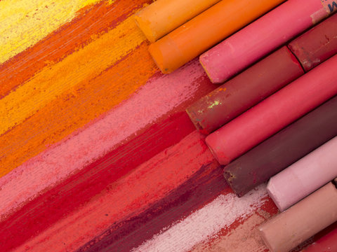 red artistic crayons