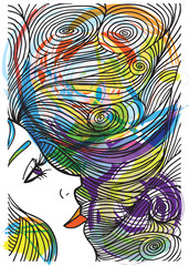 Abstract sketch of woman face