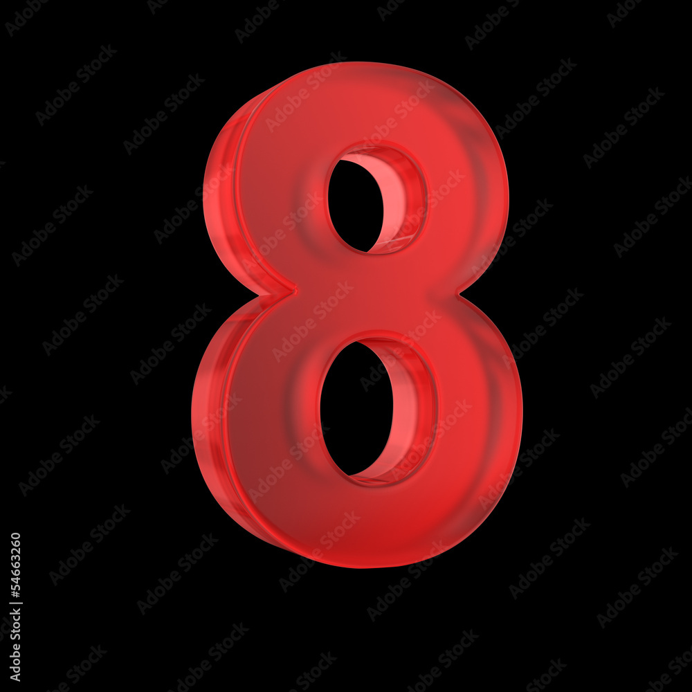 Poster number eight- red isolated with clipping path