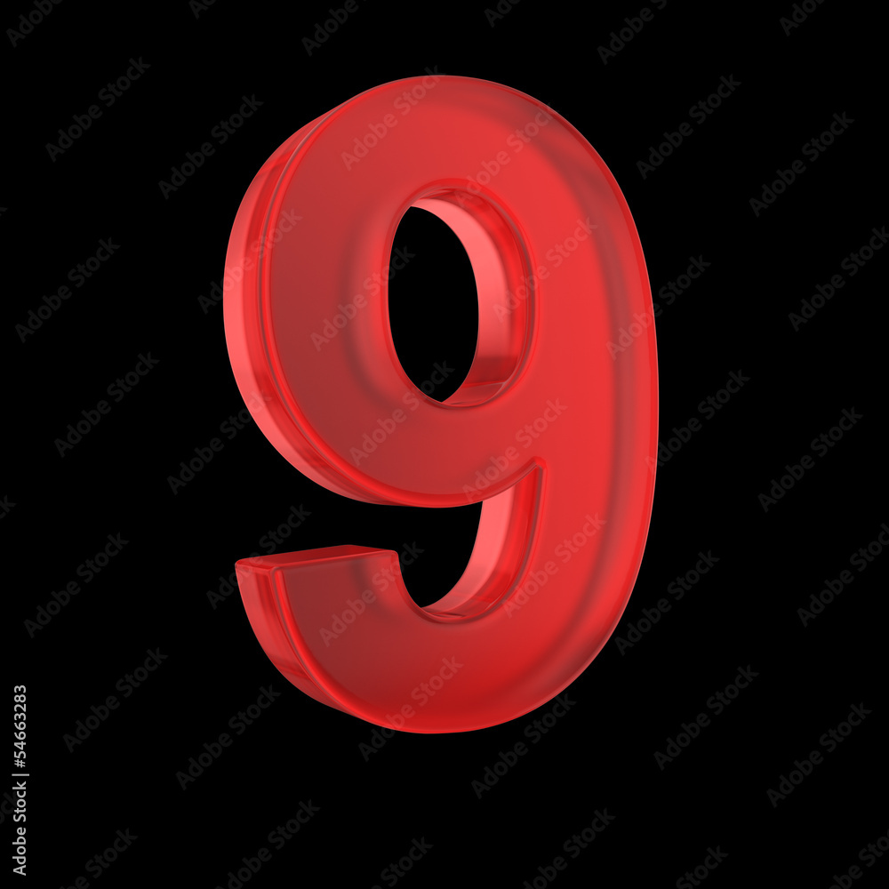 Poster number nine- red isolated with clipping path