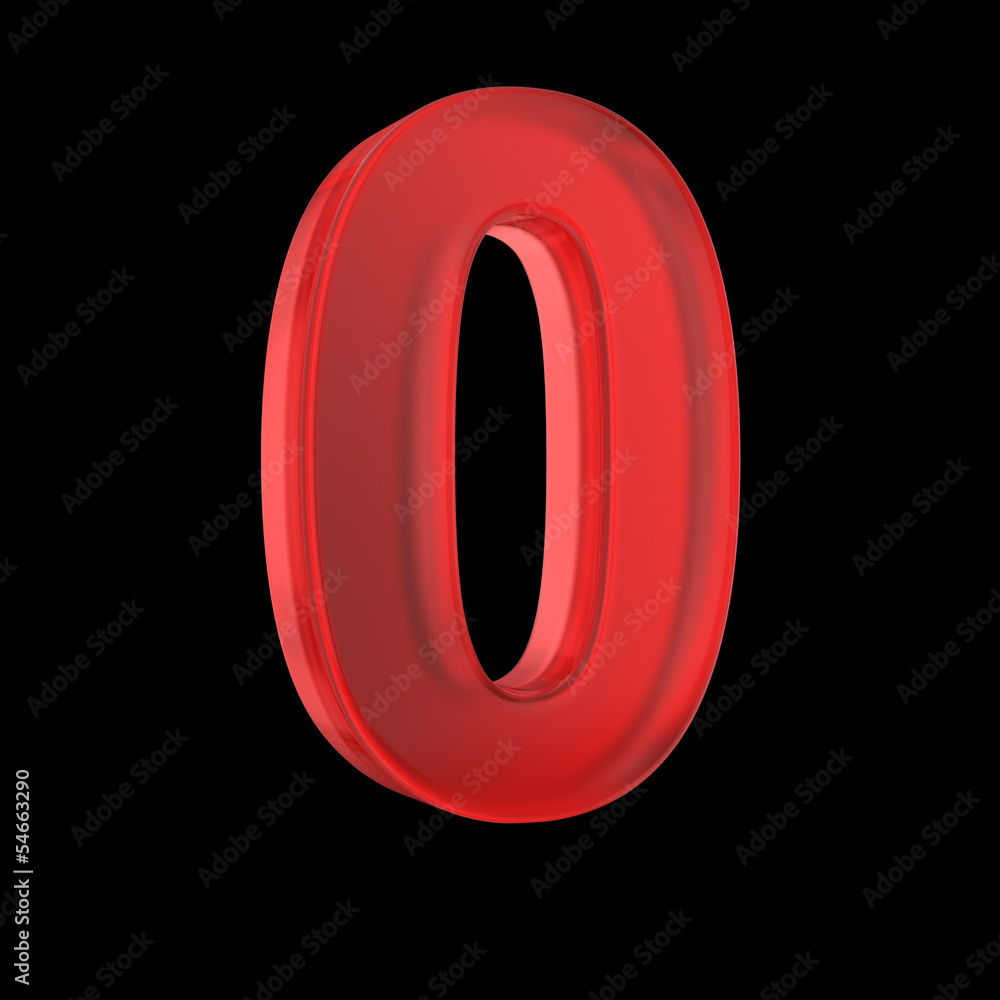 Poster number zero - red isolated with clipping path