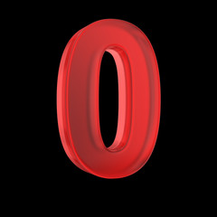 Number zero - red isolated with clipping path