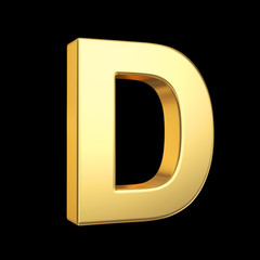 3D golden letter isolated with clipping path on white