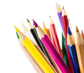 Back to School background with colored pencils.