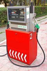 Red gasoline pump